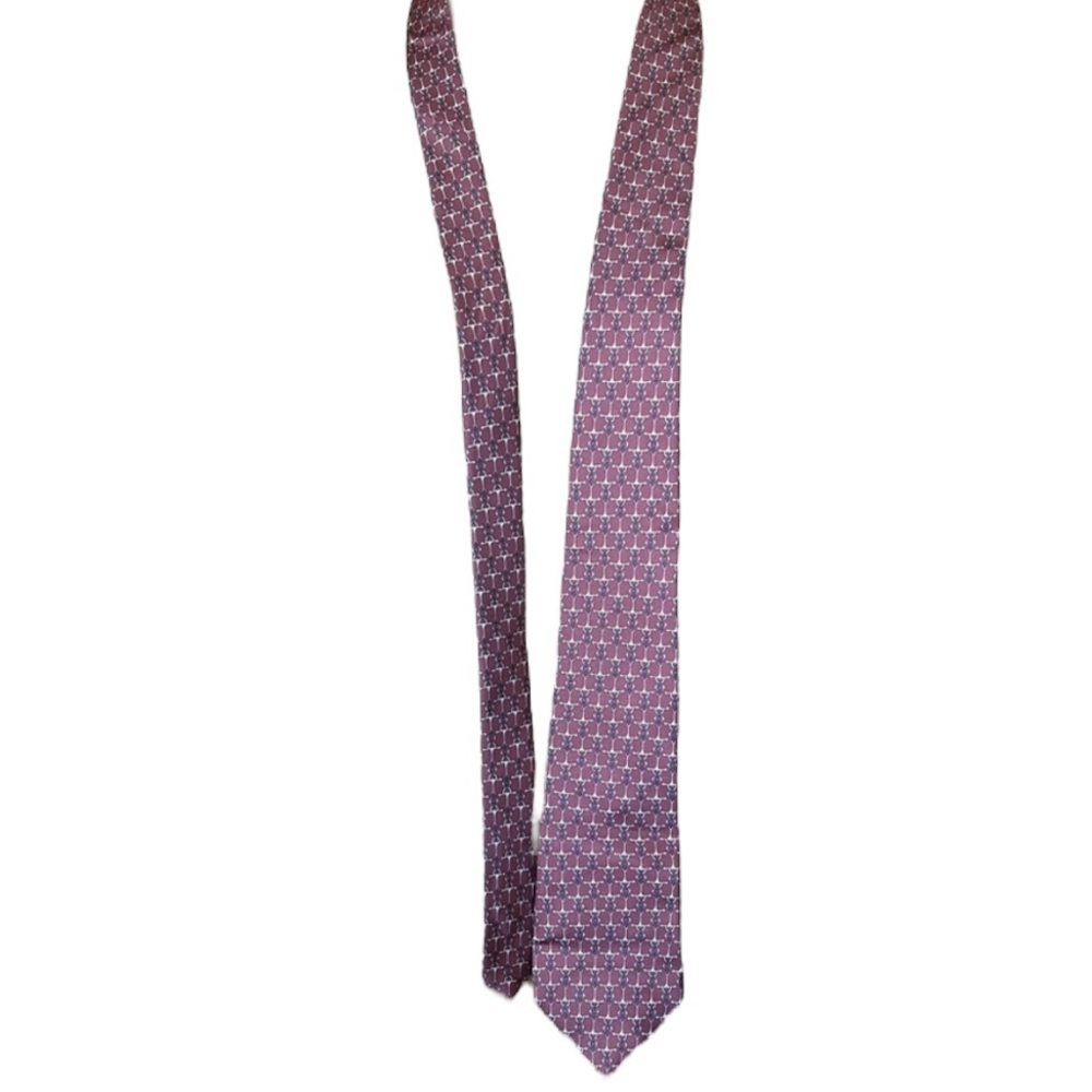 Vintage Christian Dior Horse Bit Silk Tie Red Pink Office Luxury Novelty Print
